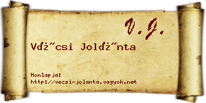 Vécsi Jolánta névjegykártya